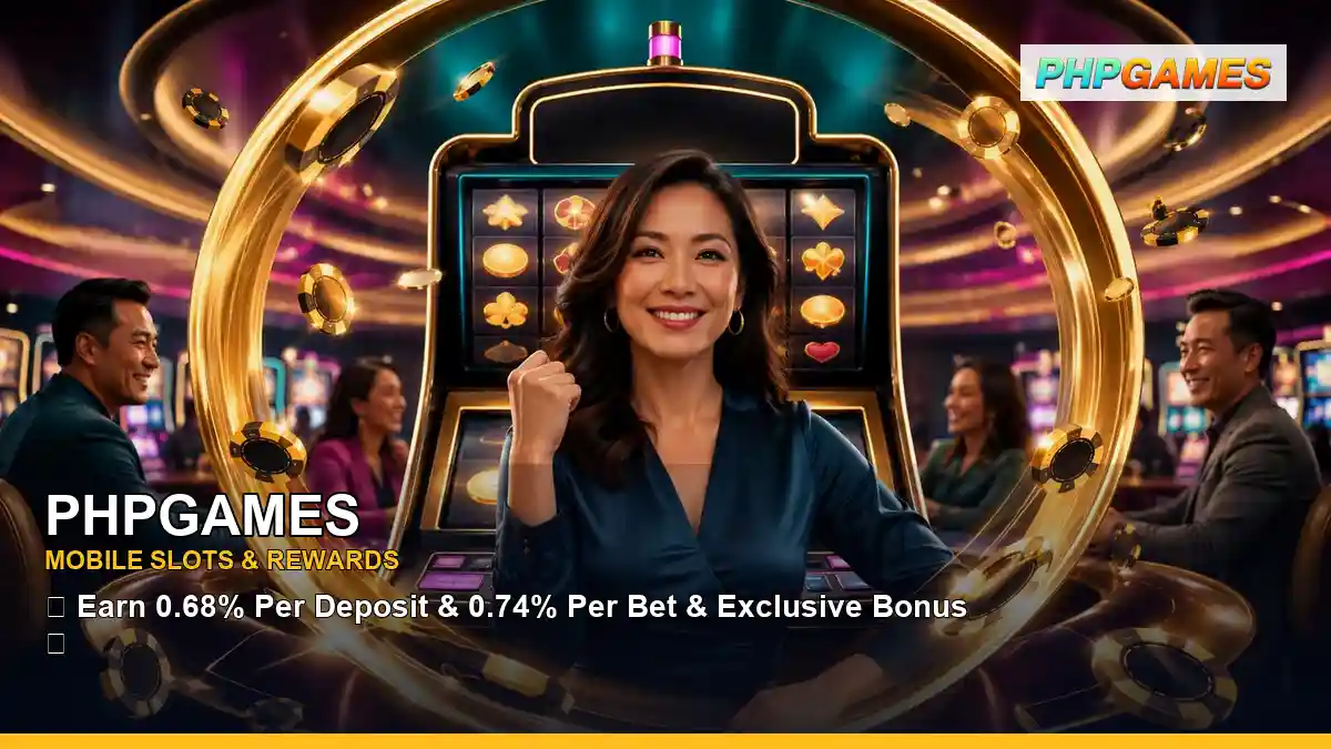 PHPGAMES casino cashback rewards featuring an adult Filipina casino host with a immersive composition