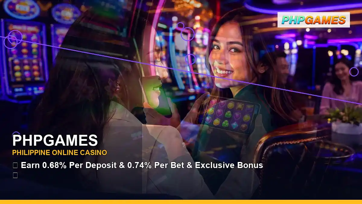 PHPGAMES burst free spins slot games featuring an adult Filipina casino host with a left-diagonal composition